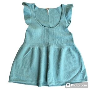 𝅺Free People | Teal Sleeveless Babydoll Sweater Size XS